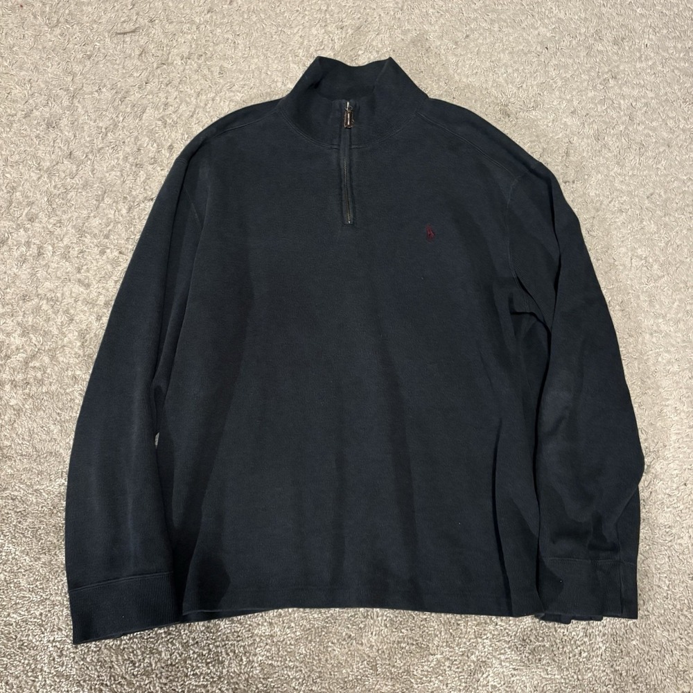 Vintage Polo Ralph Lauren 1/4 Quarter Zip Sweater Pullover Men's L Charcoal Grey